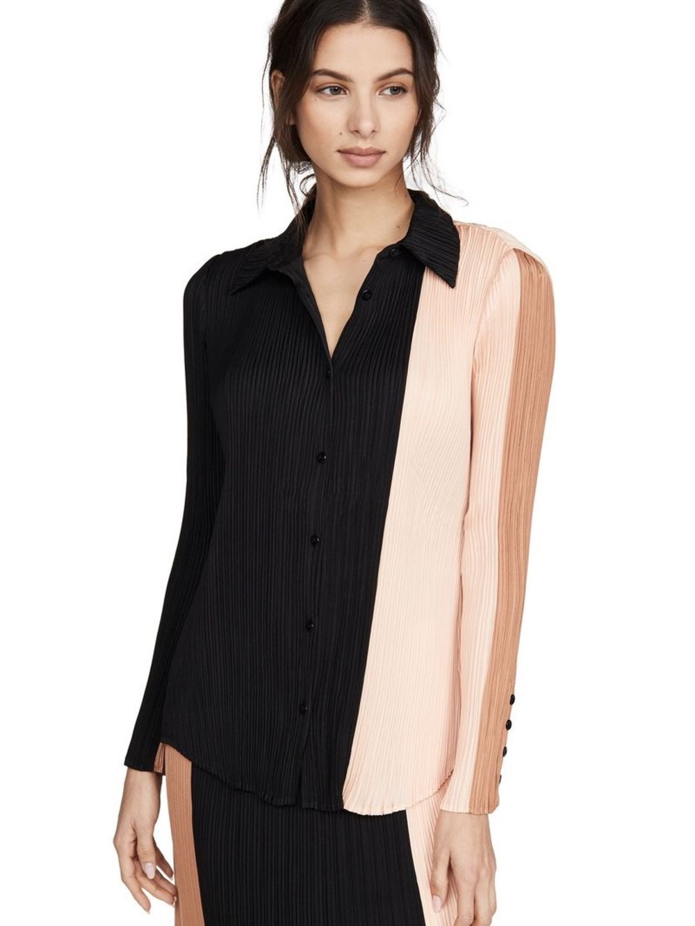 ✨ Proenza Schouler Color Block Plissé Button Front Top ✨